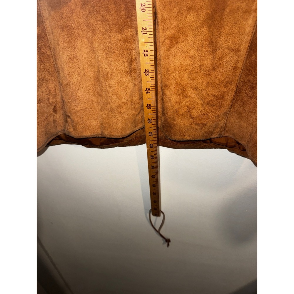 Style & Co Petite Brown Suede Leather Jacket Button Front Cognac Size L Petite - Picture 6 of 7